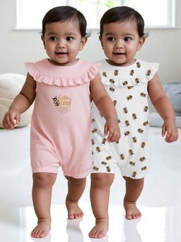 Nuego - Girls Multi-Color Animal Print Rompers (Pack of 2)