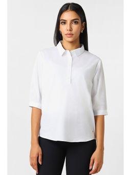Van Heusen - Women White Dots 3/4Th Sleeves Formal Shirt