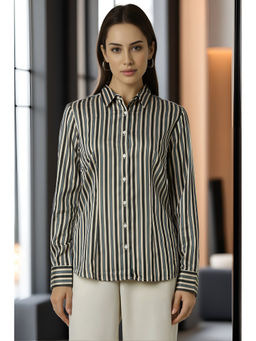 Van Heusen - Women Grey Stripe Long Sleeves Formal Shirt