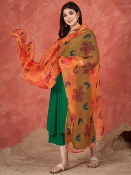 InWeave - Orange Organza Dupatta
