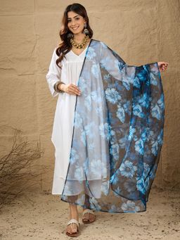 InWeave - Black Flower Organza Dupatta