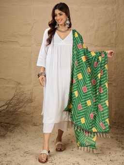 InWeave - Green Square Bandhani Dupatta