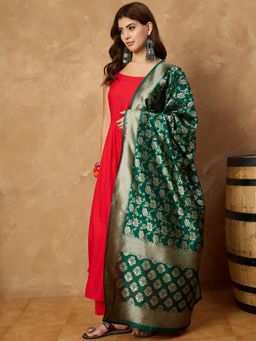 InWeave - Green Jaal Banarasi Dupatta