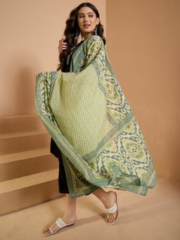 InWeave - Light Green Ikkat Print Dupatta