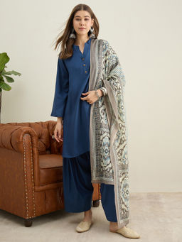 InWeave - Light Grey Ikkat Print Dupatta