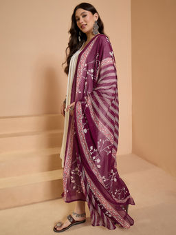 InWeave - Wine Floral Dupatta