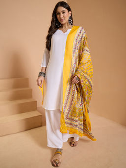InWeave - Yellow Border Kalamkari Dupatta