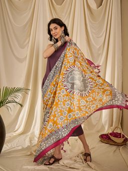 InWeave - Pink Border Big Kalamkari Dupatta
