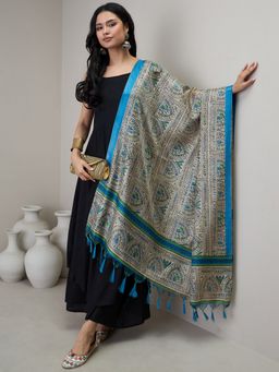 InWeave - Cyan Blue Madhubani Dupatta