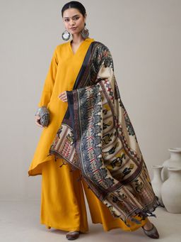 InWeave - Black Walri Print Dupatta