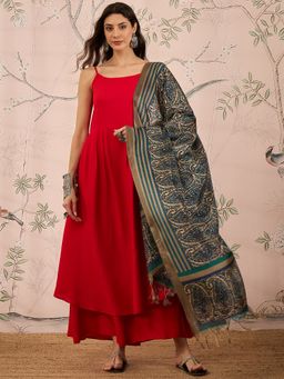 InWeave - Bone Blue Paisley Print Dupatta