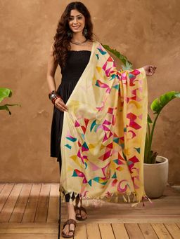 InWeave - Light Yellow Multi Dupatta