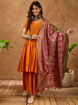 InWeave - Bone Pink Paisley Print Dupatta