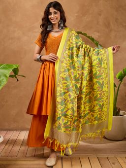 InWeave - Yellow Bird Print Dupatta