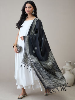 InWeave - Black White Booti Dupatta