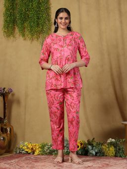 Garden VARELI - Pink Garden Vareli Cotton Co-Ord Set