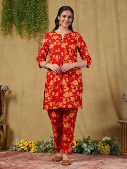 Garden VARELI - Red Garden Vareli Cotton Co-Ord Set