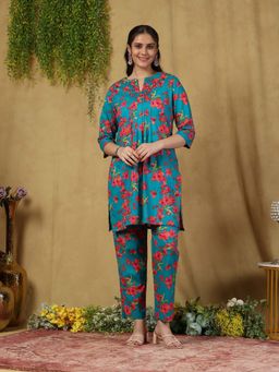 Garden VARELI - Teal Garden Vareli Cotton Co-Ord Set