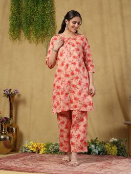 Garden VARELI - Peach Garden Vareli Cotton Co-Ord Set