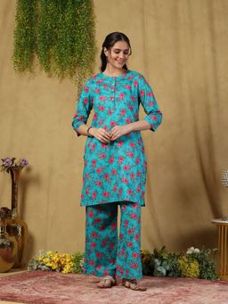 Garden VARELI - Turquoise Garden Vareli Cotton Co-Ord Set