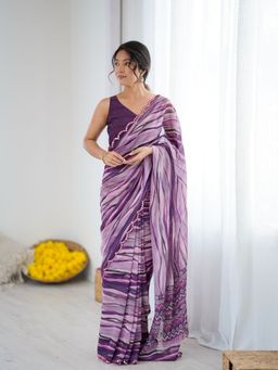 Odette - Women Multi-Color Georgette Printed Saree with Unstitched Blouse