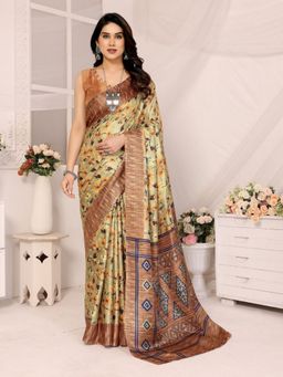 Odette - Women Multi-Color Georgette Floral Printed Saree with Unstitched Blouse