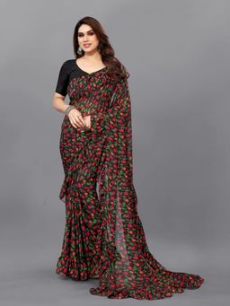 Odette - Multi-Color Women Georgette Floral Saree with Unstitched Blouse