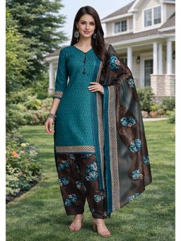 Rajnandini - Green Cotton Blend Printed Ready To Wear Kurta with Salwar and Dupatta