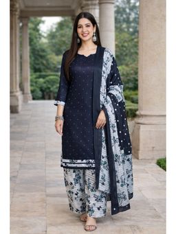 Rajnandini - Black Cotton Blend Printed Ready To Wear Kurta with Salwar and Dupatta