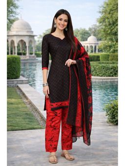 Rajnandini - Black Cotton Blend Printed Ready To Wear Kurta with Salwar and Dupatta