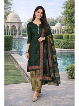 Rajnandini - Green Cotton Blend Printed Ready To Wear Kurta with Salwar and Dupatta