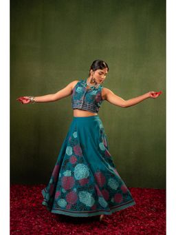 Juniper - Teal Contemporary Printed Top and Skirt