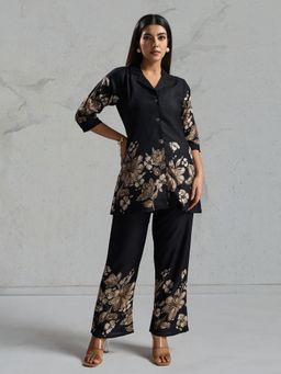 Ekta Textiles - Black Trendy Cotton Rayon Printed Co-Ord Set