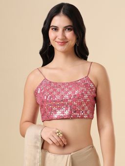 SALWAR STUDIO - Mauve Embellished Sleeveless Stitched Blouse