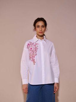 Style Island - White Stella Embellished Shirt