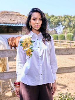 Style Island - White Amber Embroidered Shirt