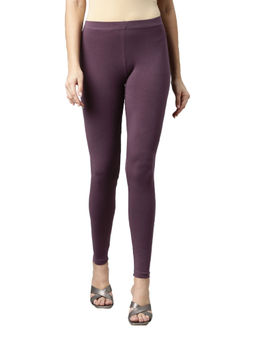 Go Colors - Soft Cotton Stretch Ankle Length Leggings For Women | Breathable, Mid Rise, Purple