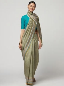 Fabindia - Viscose Silk Block Printed Sari