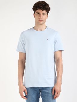 Tommy Hilfiger - Men Light Blue Solid Casual T-Shirt