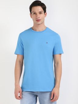 Tommy Hilfiger - Men Powder Blue Solid Casual T-Shirt