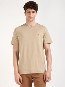 Tommy Hilfiger - Men Beige Solid Casual T-Shirt