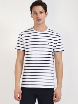 Tommy Hilfiger - Men White Stripes Casual T-Shirt