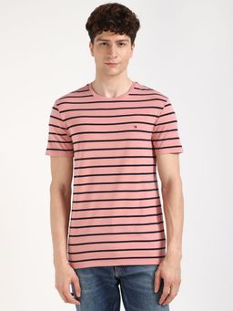 Tommy Hilfiger - Men Pink Stripes Casual T-Shirt