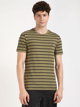 Tommy Hilfiger - Men Olive Stripes Casual T-Shirt