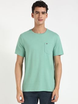 Tommy Hilfiger - Men Green Solid Casual T-Shirt