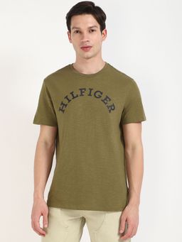 Tommy Hilfiger - Men Olive Half Sleeves Casual T-Shirt