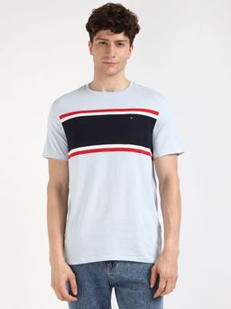 Tommy Hilfiger - Men Light Blue Colorblock Casual T-Shirt