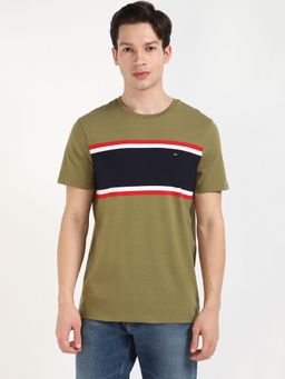 Tommy Hilfiger - Men Olive Colorblock Casual T-Shirt