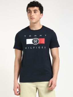 Tommy Hilfiger - Men Navy Blue Crew Neck Casual T-Shirt