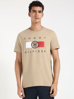Tommy Hilfiger - Men Beige Half Sleeves Casual T-Shirt
